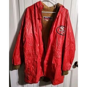 game day nfl 49ers weather football rain coat jacket red zipper - Sz Medium